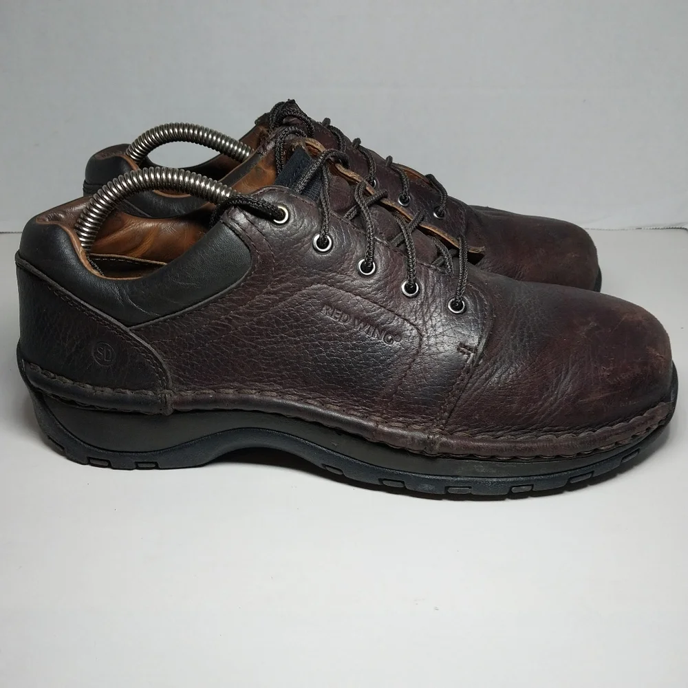 Red Wings Womens 8 Oxford Brown Leather Slip Resistant lace up steel toe shoes - Picture 4 of 16